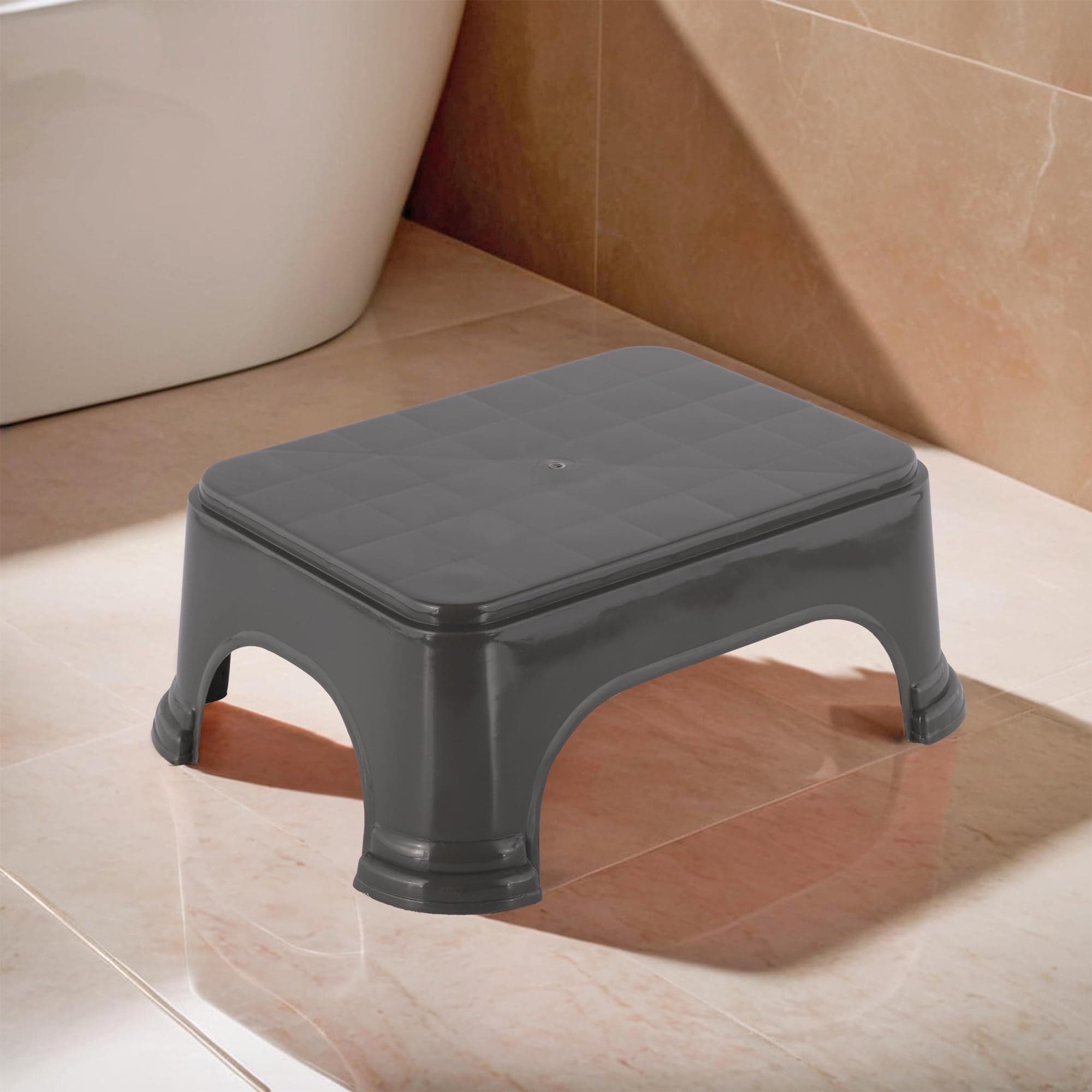 Kuber Industries Durable Bathroom Stool for Bathing | Comfortable Indoor Machiya for Sitting | Senior Citizens Bath Stool & Adults Patla Chair for Home | Plain P6 - Grey