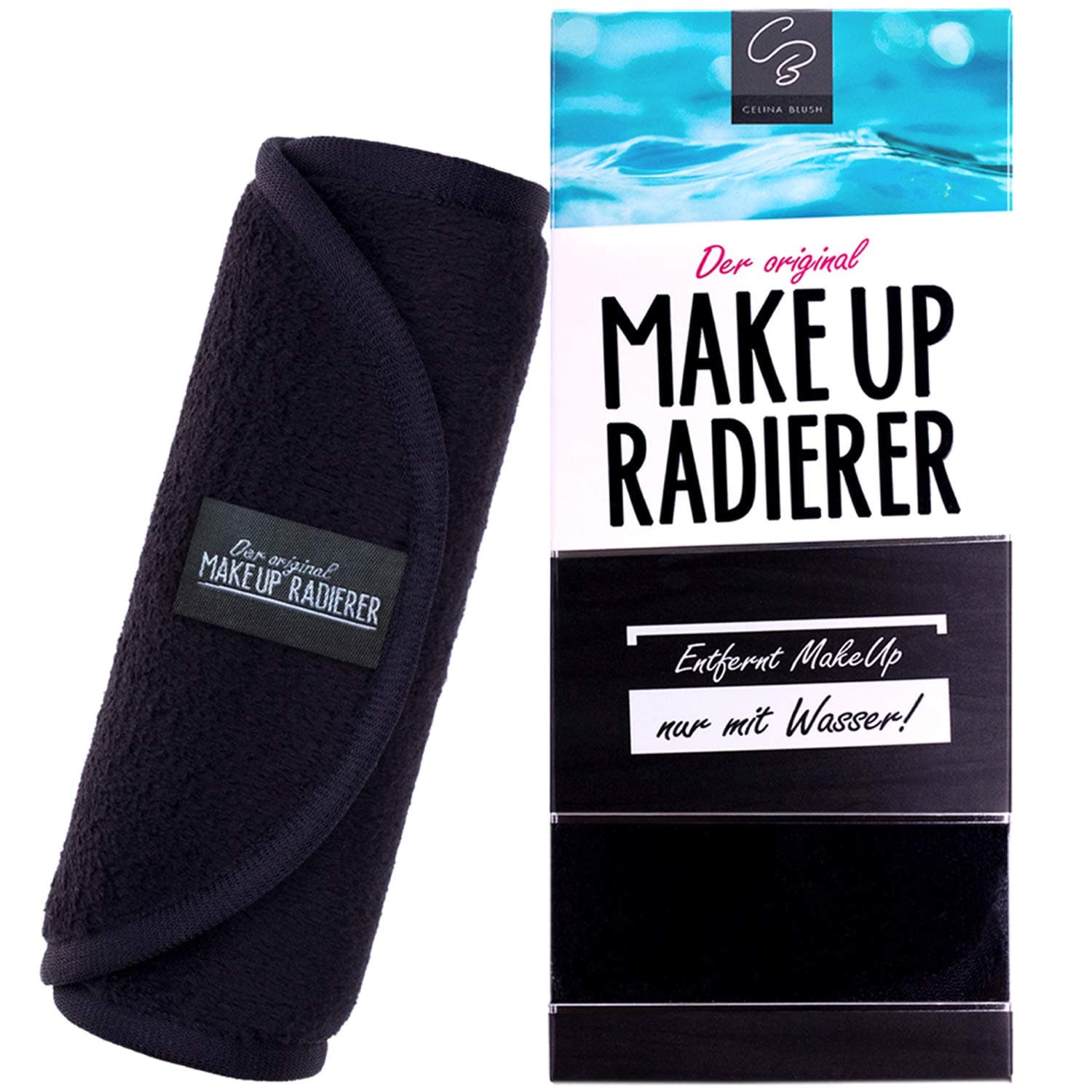 Original CELINA BLUSH Microfiber Make-Up Remover Cloth | Removes Make Up just with Water | Machine washable and Reusable | Facial cleansing Towel | Face Skin cleaning tissue | Hypoallergenic | Black