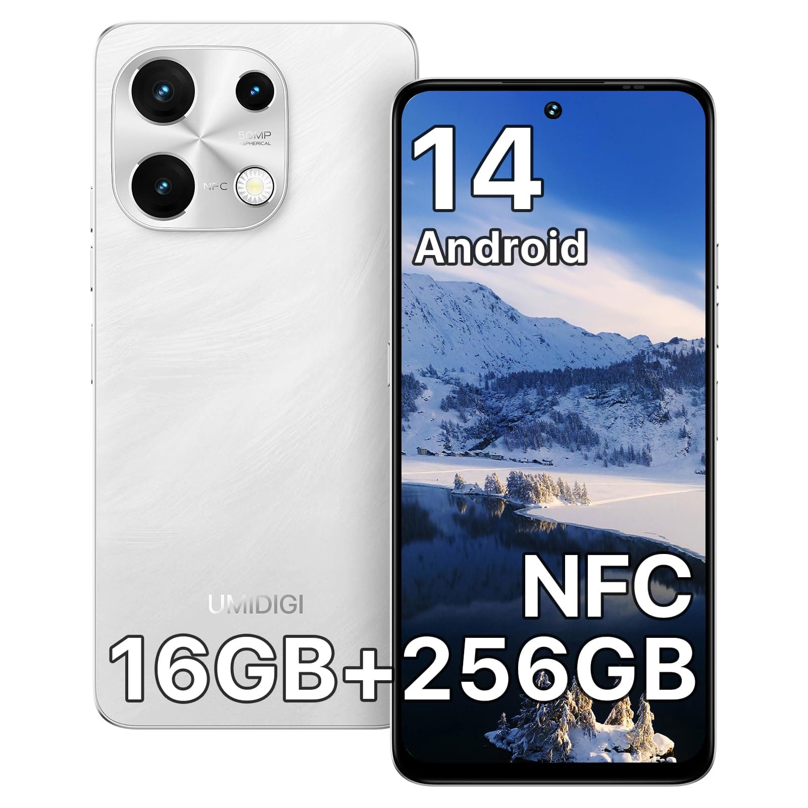 Note 100 NFC Unlocked Phones,Android 14 Cell Phone,16(8+8) GB+256GB/TF 1TB,4G Dual SIM Android Phone,6.8''HD+120Hz Display,50MP Camera,5000mAh+20W Fast Charging,AI Face/Fingerprint Unlock,GPS