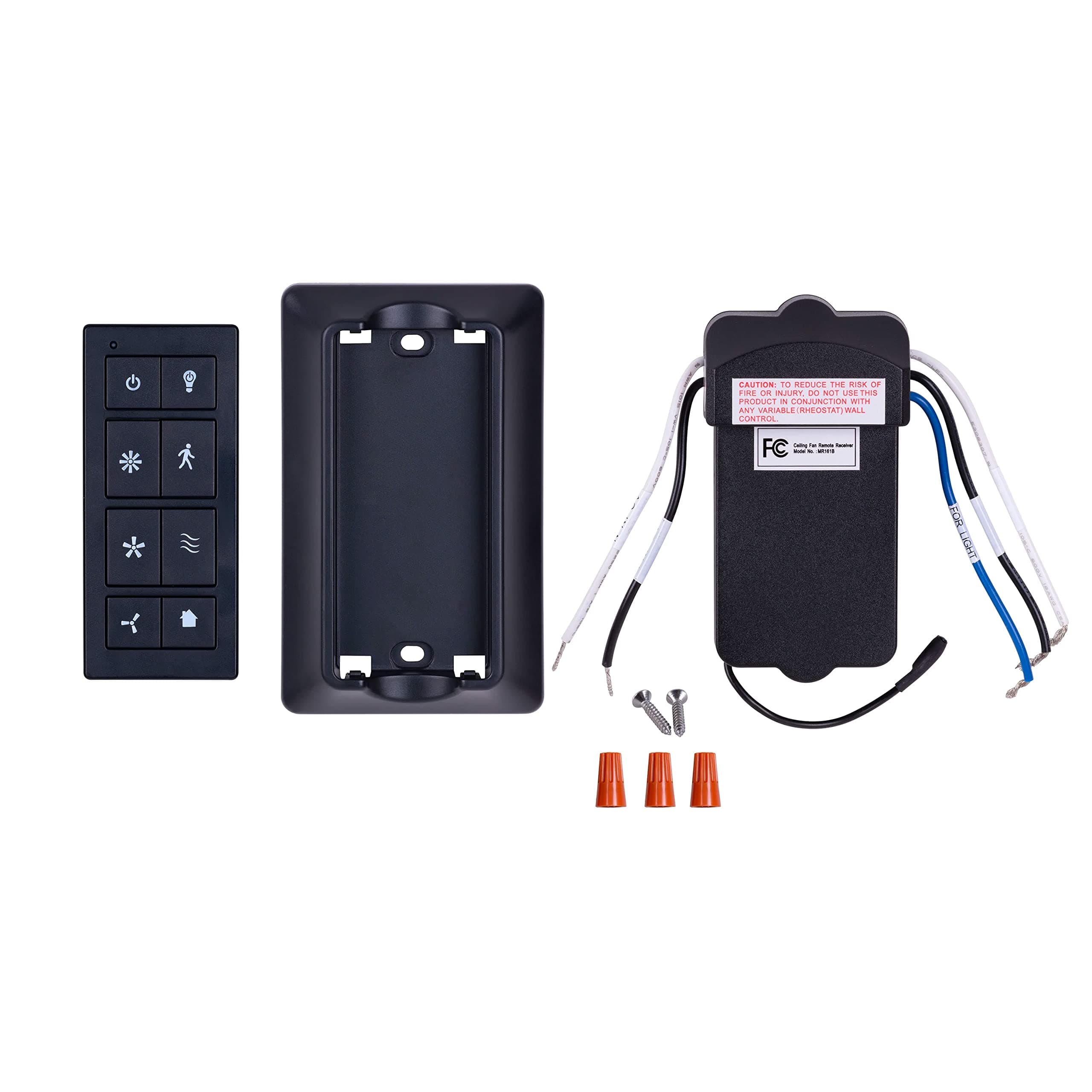 Prominence Home Universal Ceiling Fan Remote Control Kit with Receiver, Wall Dock and Batteries, For Downrod Ceiling Fans ONLY - Model 51487-01 - Black