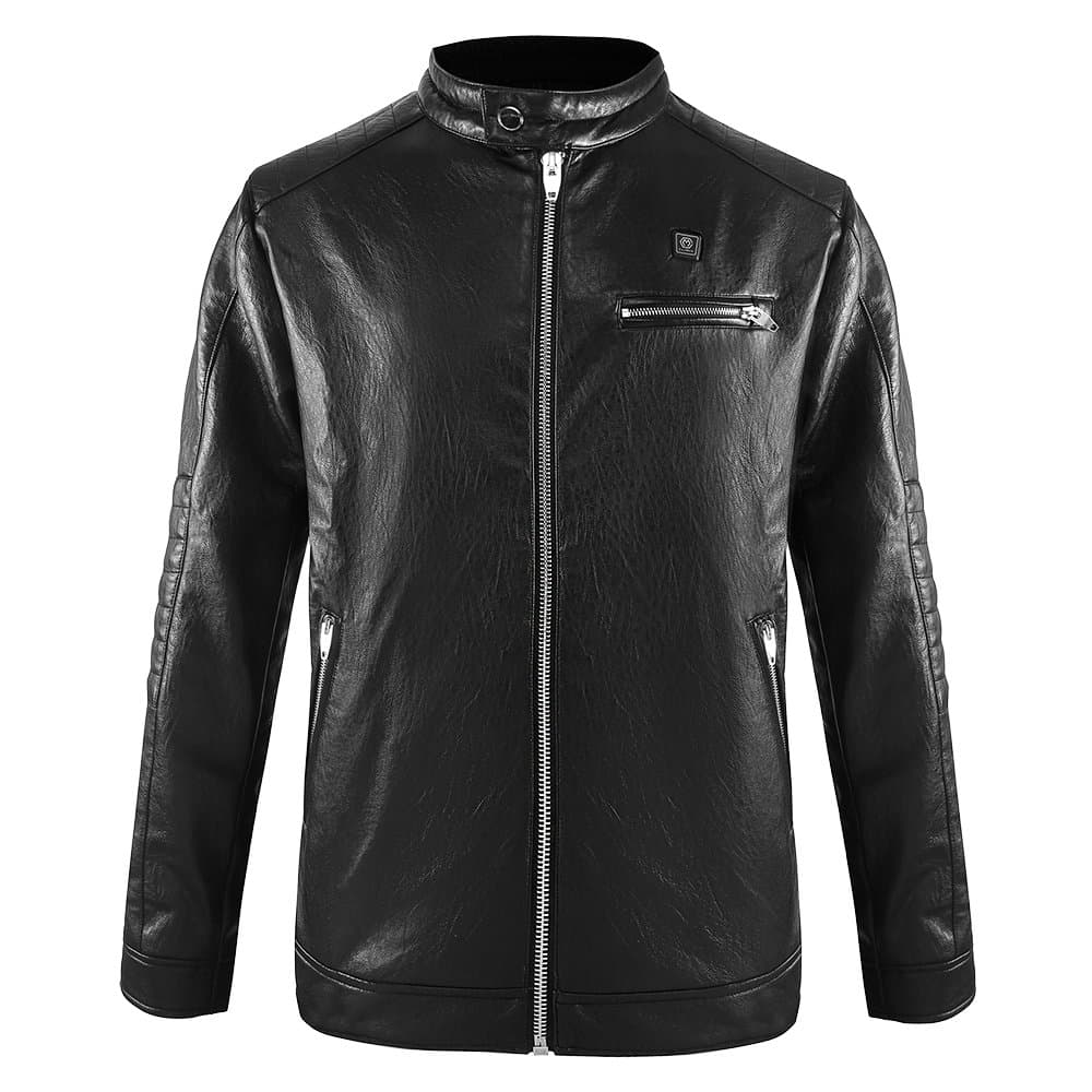 CLIMIX Mens Heated Leather Jacket (L) Black