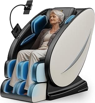 BILITOK Zero Gravity Full Body Massage Chair Recliner with Heat Therapy, Bluetooth Speaker, Air Compression Massage, Foot Roller, Touch Screen, Space-Saving Design, Faux Leather (White)