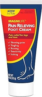 - MagniLife Pain Relieving Foot Cream, 4 oz Tube, Soothing Relief for Soreness, Pain, Burning, Tingling, Itching or Sensitivity in Feet & Legs, Moisturizing & Hydrating Foot Cream, No Petroleum