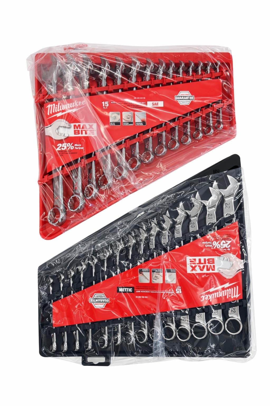 Combination Wrench Sets Bundle - 2 Items - Metric (8mm-22mm) SAE (1/4"-1") 48-22-9415 48-22-9515