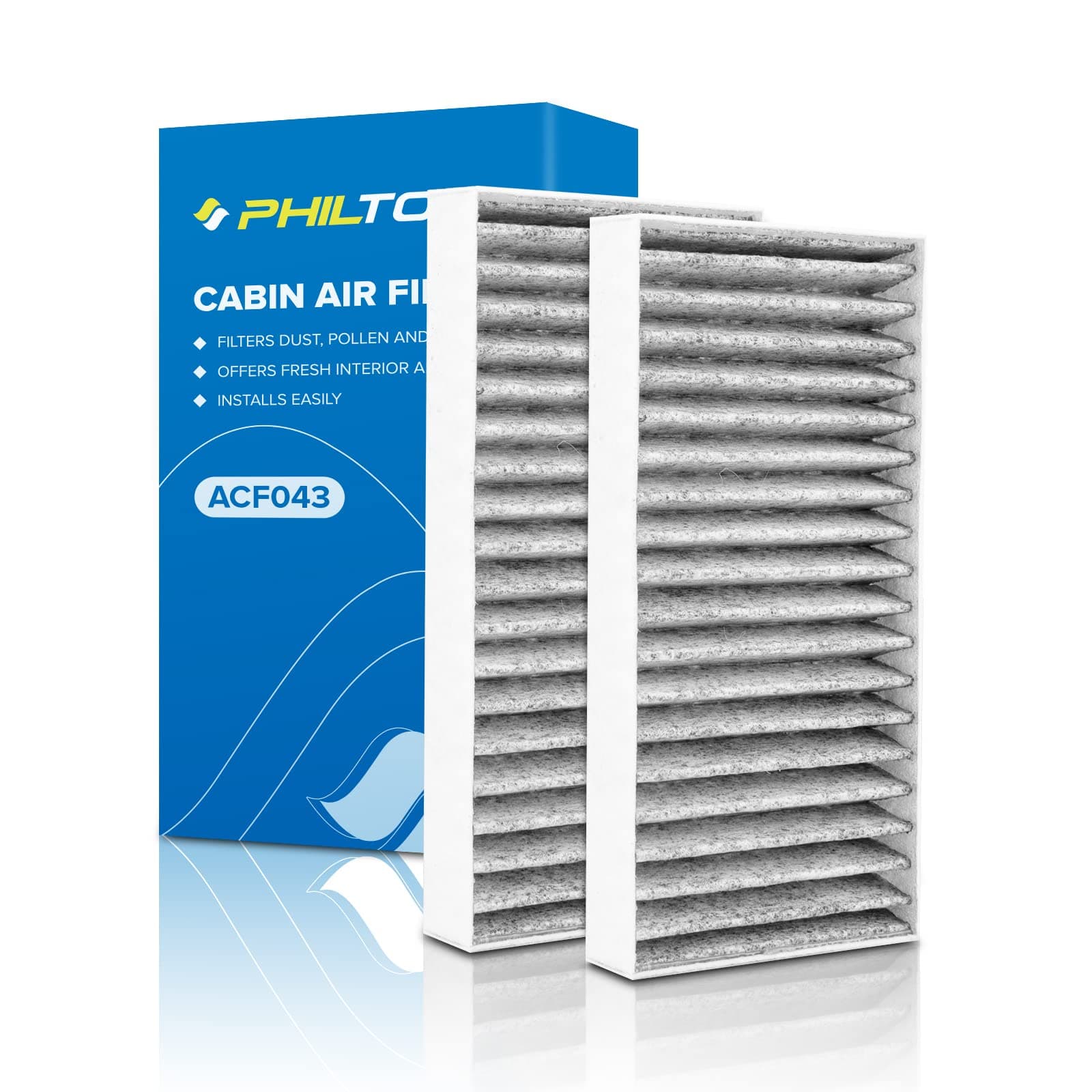 PHILTOP Cabin Air Filter w/Activated Carbon, Compatible with CF11777 Jeep Wrangler 2011-2017, Wrangler JK 2018, Carbon Filter Up Dust Pollen Odor