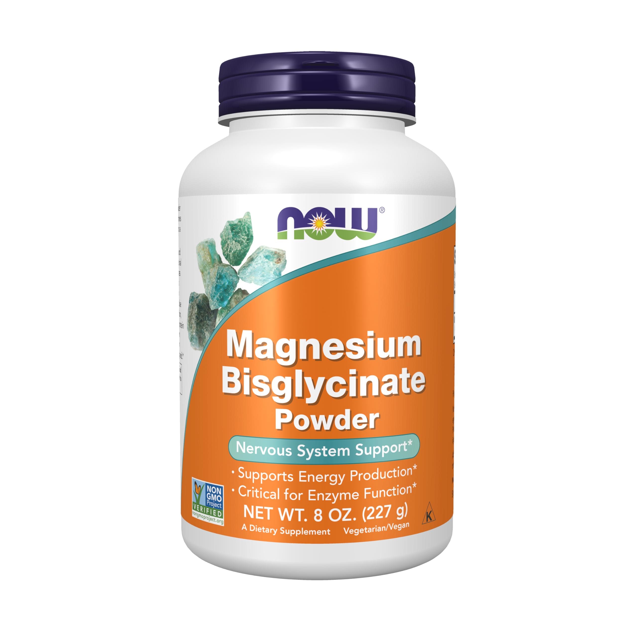 NOW Supplements, Magnesium Bisglycinate Powder, Enzyme Function*, Nervous System Support*, 8-Ounce