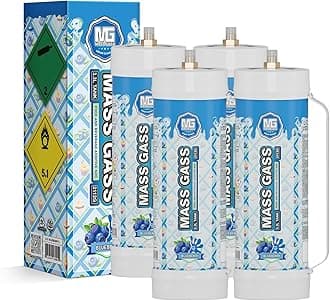 MassGass Cream Charger 3.3L Tanks 2112g×4 Whipped Cream Charger Cylinder Food Grade Blueberry Flavor for Whipped Cream Dispenser, 4-Pack