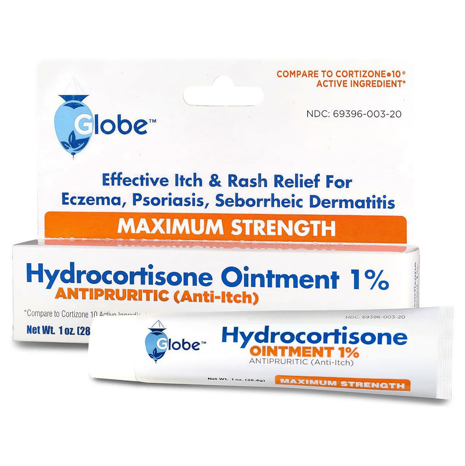 Globe Hydrocortisone Maximum Strength Transparent Ointment 1%,1 oz | Anti-Itch Topical Ointment for Redness, Swelling, Itching, Rash, Dermatitis, Bug/Mosquito Bites, Eczema, Hemorrhoids & More