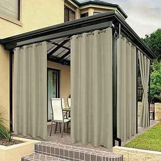 BONZER Waterproof Indoor/Outdoor Curtains for Patio Thick Privacy Grommet Curtains for Bedroom, Living Room, Porch, Pergola, Cabana, 1 Panel, 54W x 95L inch, Taupe