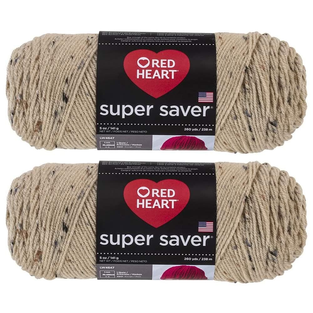 Red Heart Bulk Buy: Super Saver (2-Pack) (Buff Fleck, 5 oz Each Skein)
