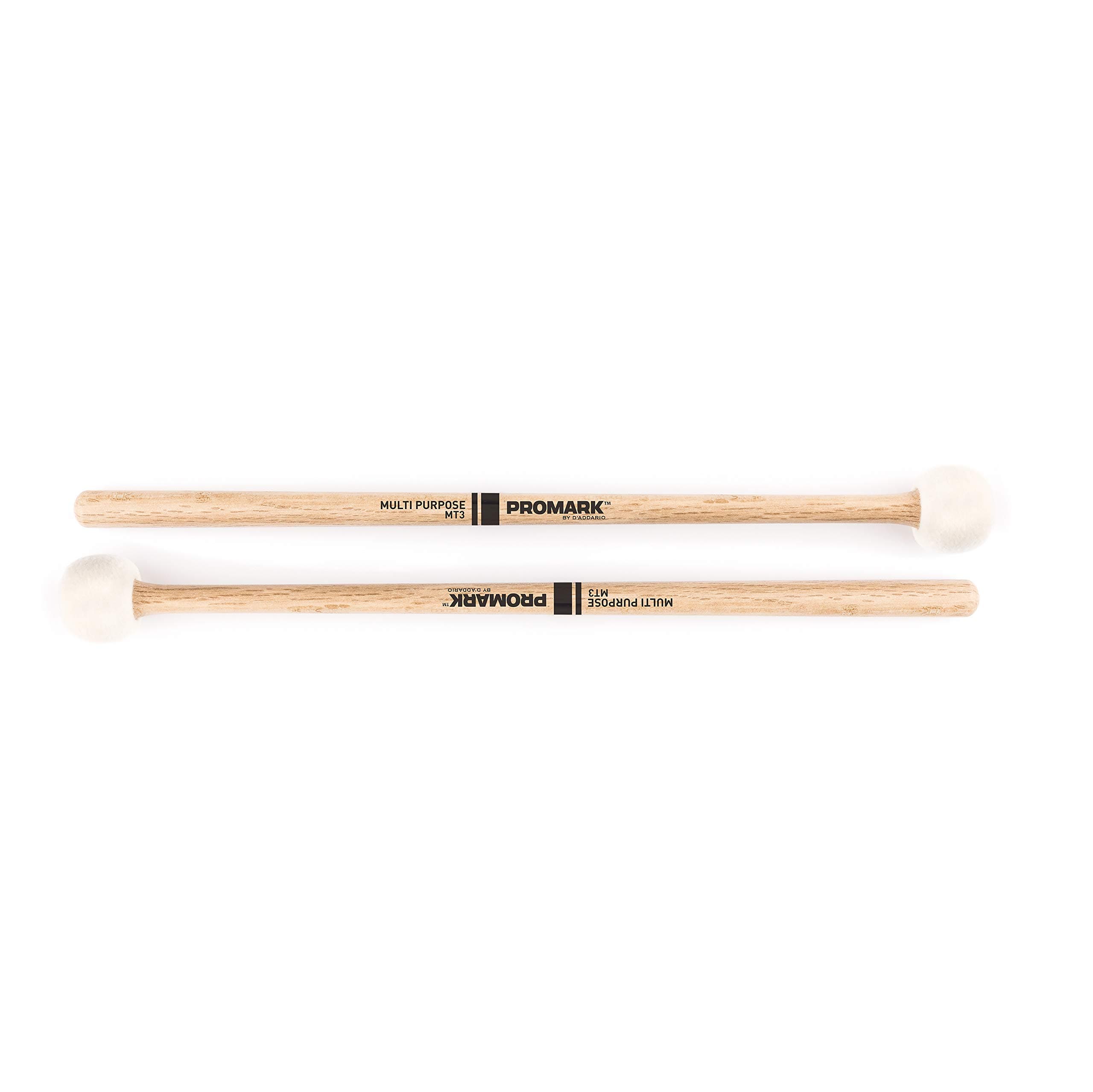 Drum Mallet - Multi-Purpose Felt Mallet - Soft Felt - For Use with Timpani, Concert Toms and Cymbals - Shira Kashi Oak Handle for Weight - Gradual Taper for Quick Motion - 1 Pair