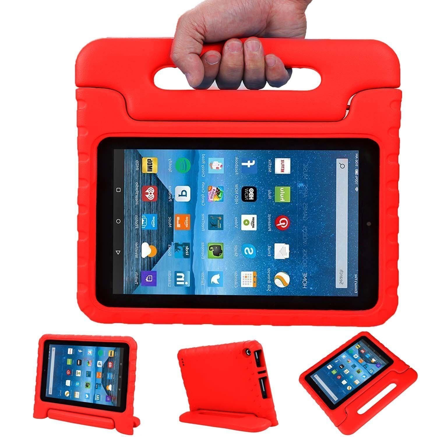 Klix All-New Fire HD 8 Case,Fire HD 8 2016 Case,Kids Light Weight Convertuble Handle Stand Cover Kids Friendly for Amazon Fire 8 Tablet (Fire 8" Display 6th Generation-2016 release)-Red