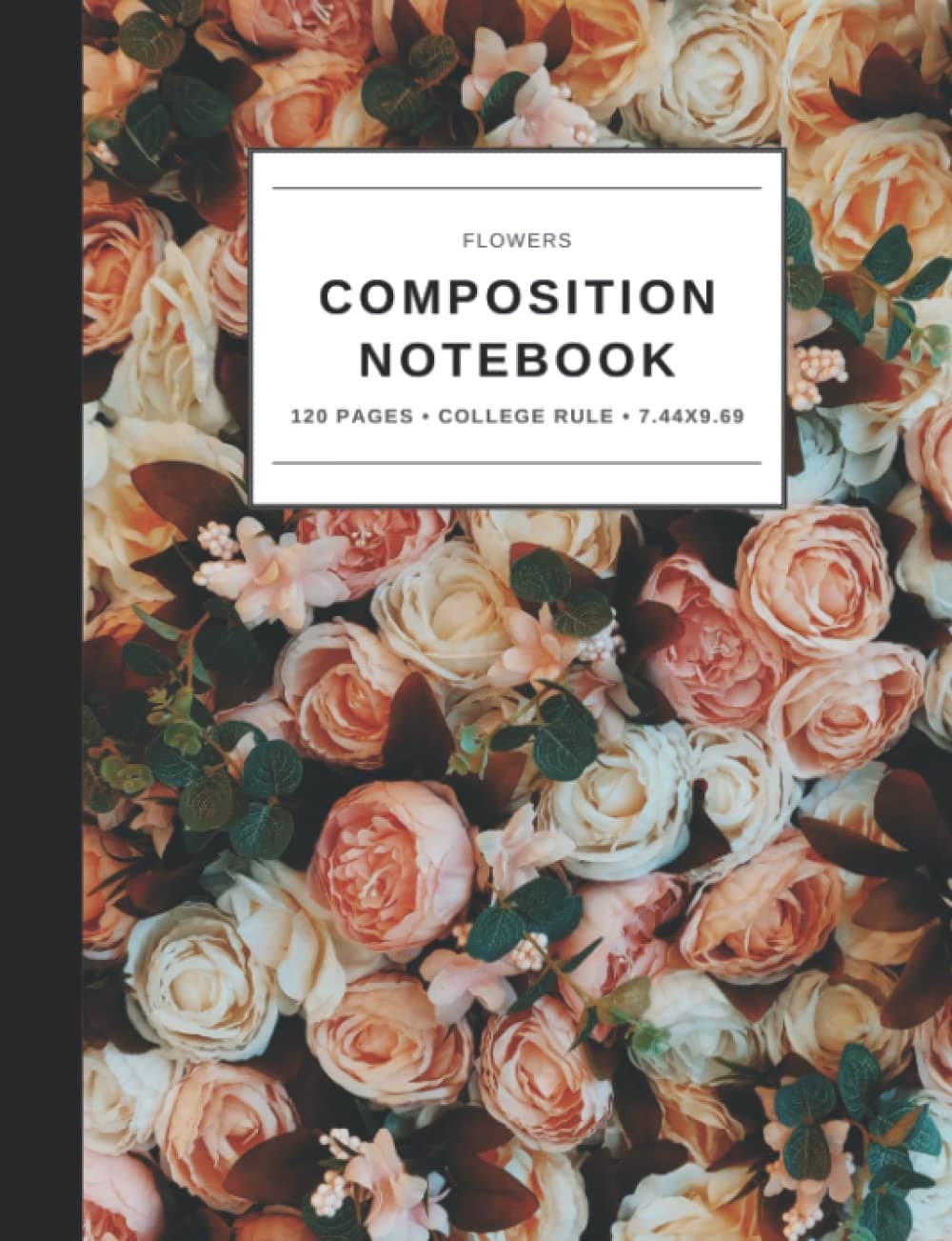 Flowers Composition Notebook V: | Light Orange Tea Rose Design | 120 Pages College Ruled for Office and School | for Women Men Kids Teens Boys Girls