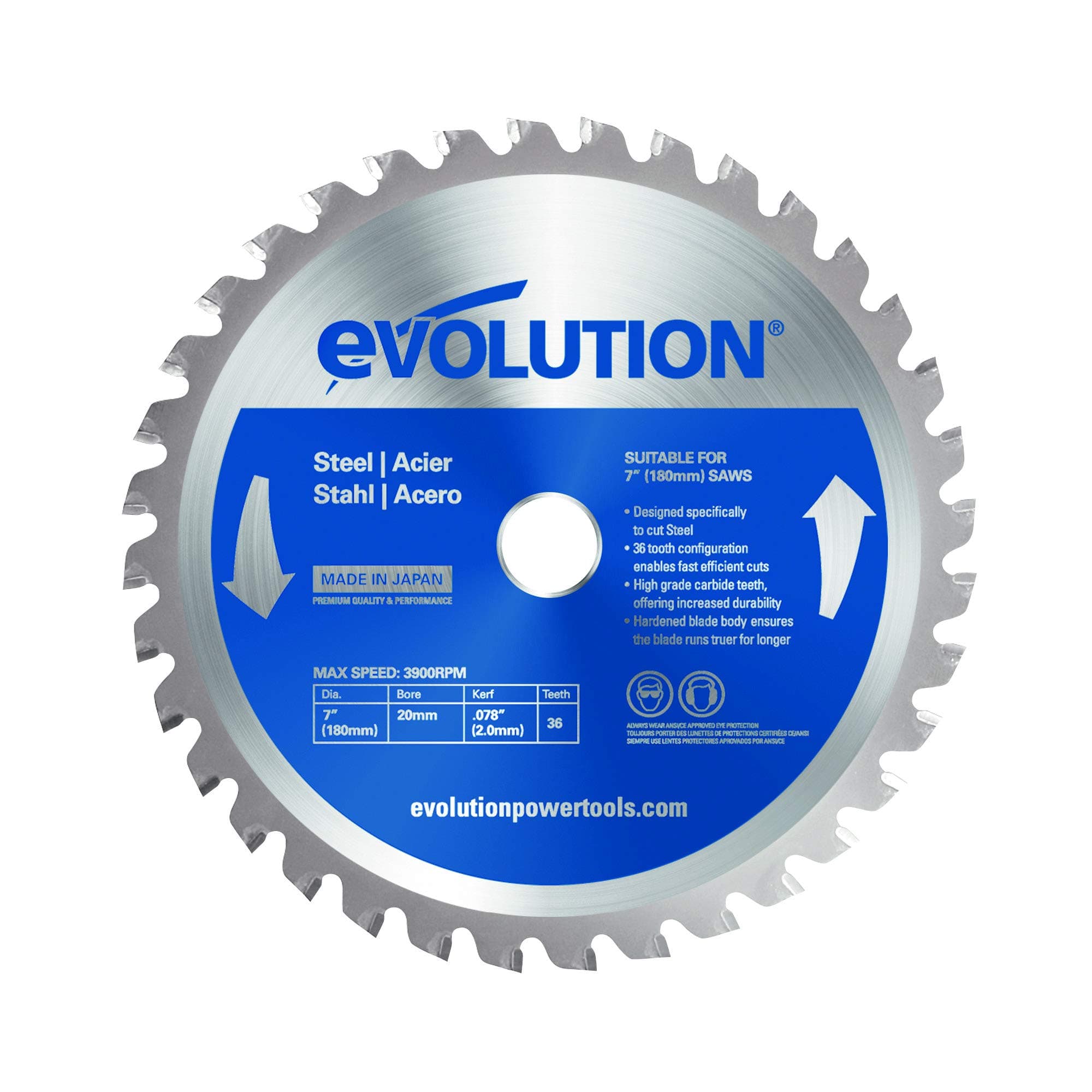 Evolution Power Tools 180Bladest Steel Cutting Saw Blade, 7-Inch X 36-Tooth
