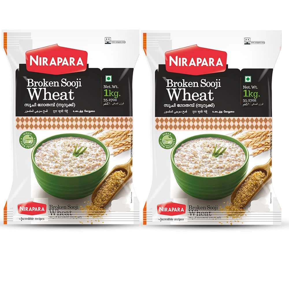 Broken Wheat Sooji Nirapara 1KG x 2 Pack, 1 Count (Pack of 2)
