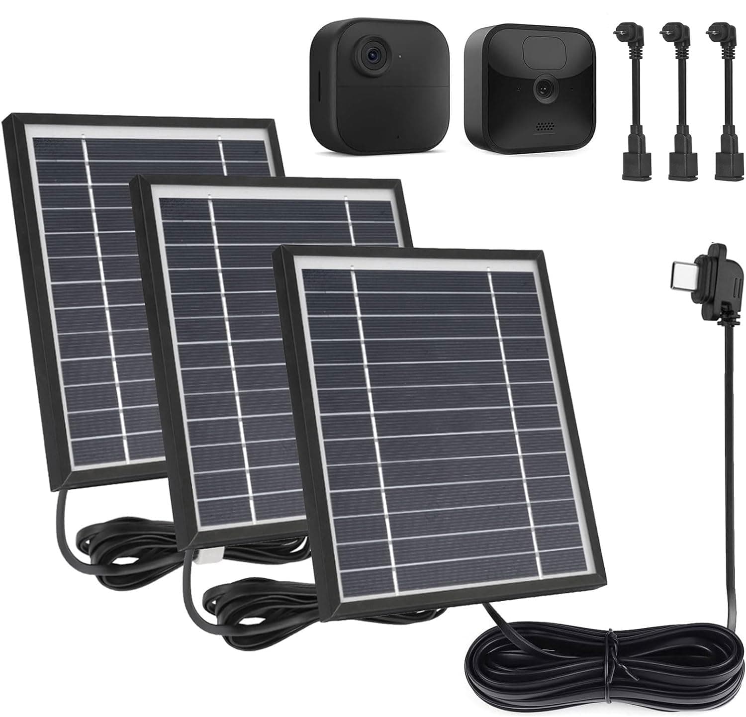 iTODOS3 Pack Solar Panel Works for Blink Outdoor 4 (4th Gen)/Blink Outdoor (3rd Gen) XT3 and Blink XT/XT2 Camera,11.5Ft Outdoor Power Charging Cable,Power Your Blink Camera continuously - Black