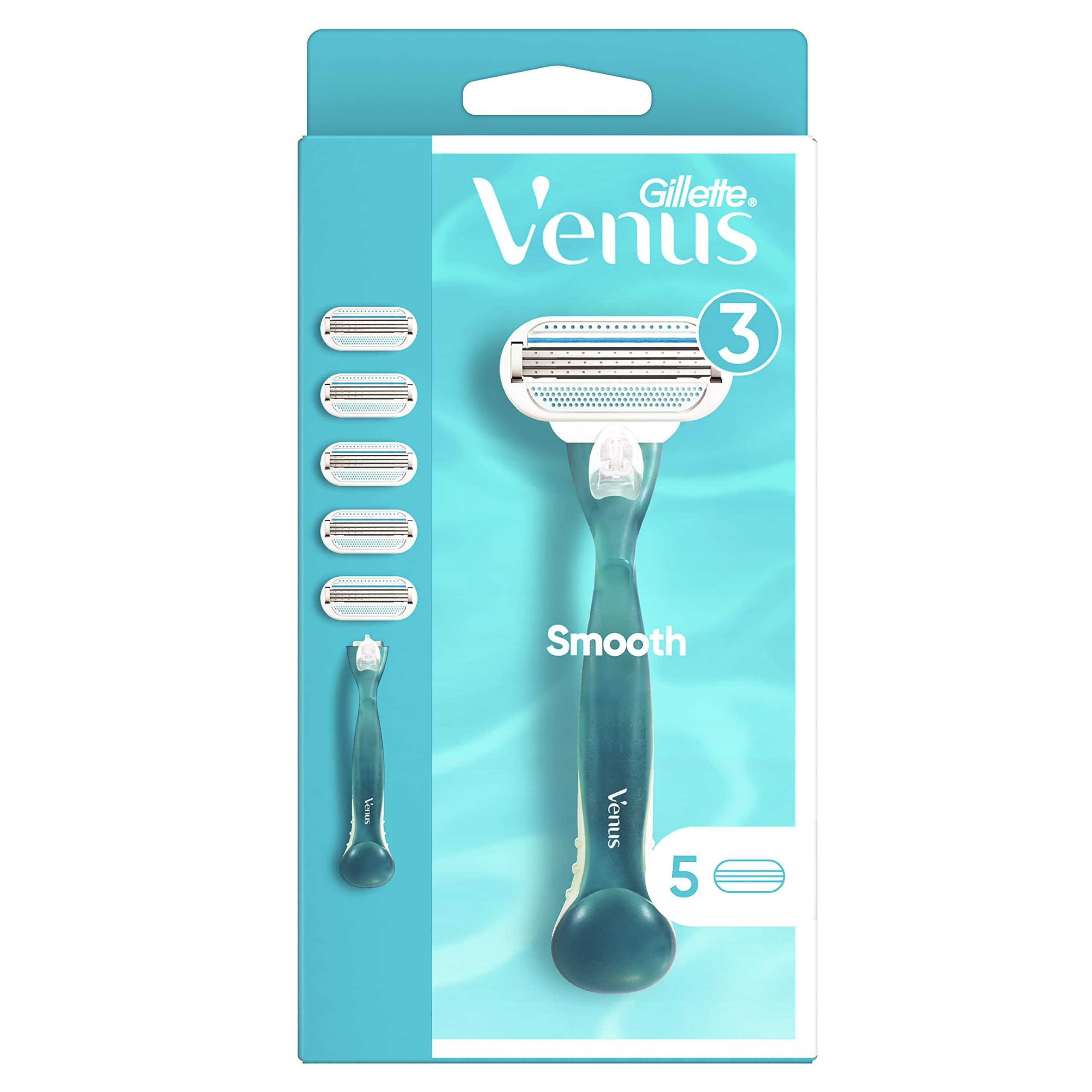 Gillette Venus Smooth Women's Razor Handle + 5 Razor Blade Refills