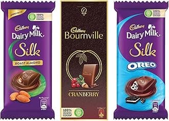 Chocolates Combo (2 X Silk Oreo 60G, 2 X Silk Roast Almond With Whole Nuts 58G And 2 X Bournville Cranberry 80G), 390 Gram