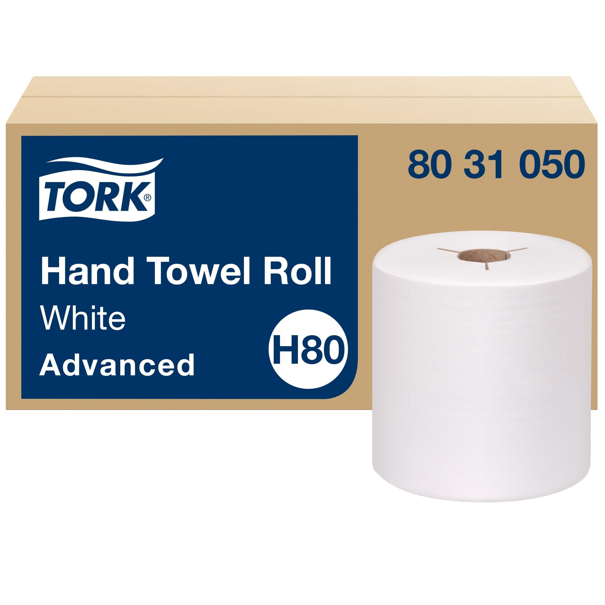 TorkHand Towel Roll White H80, Advanced, High Absorbency, 6 Rolls x 1000 ft, 8031050