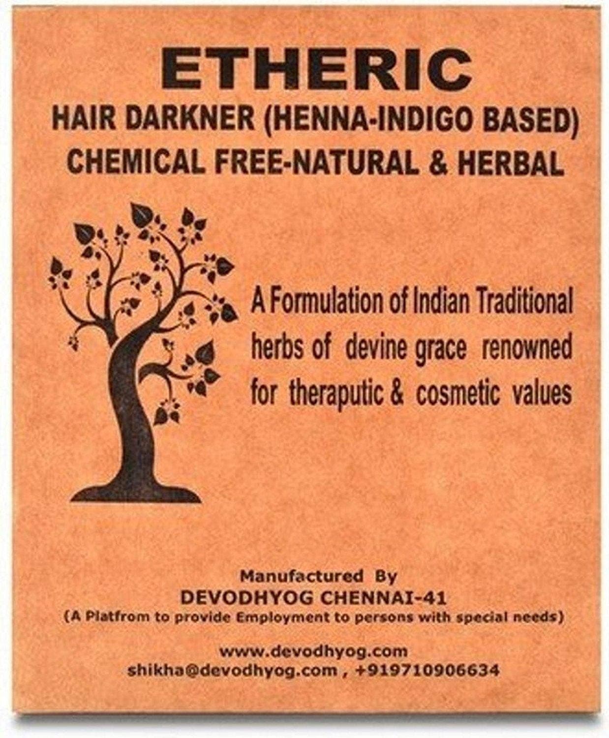 Etheric Henna & Indigo Hair Dye || Natural Chemical Free Hair Color for Black & Brown Hair || Safe,No allergy || (2x100 Gms =Total 200 Gm)