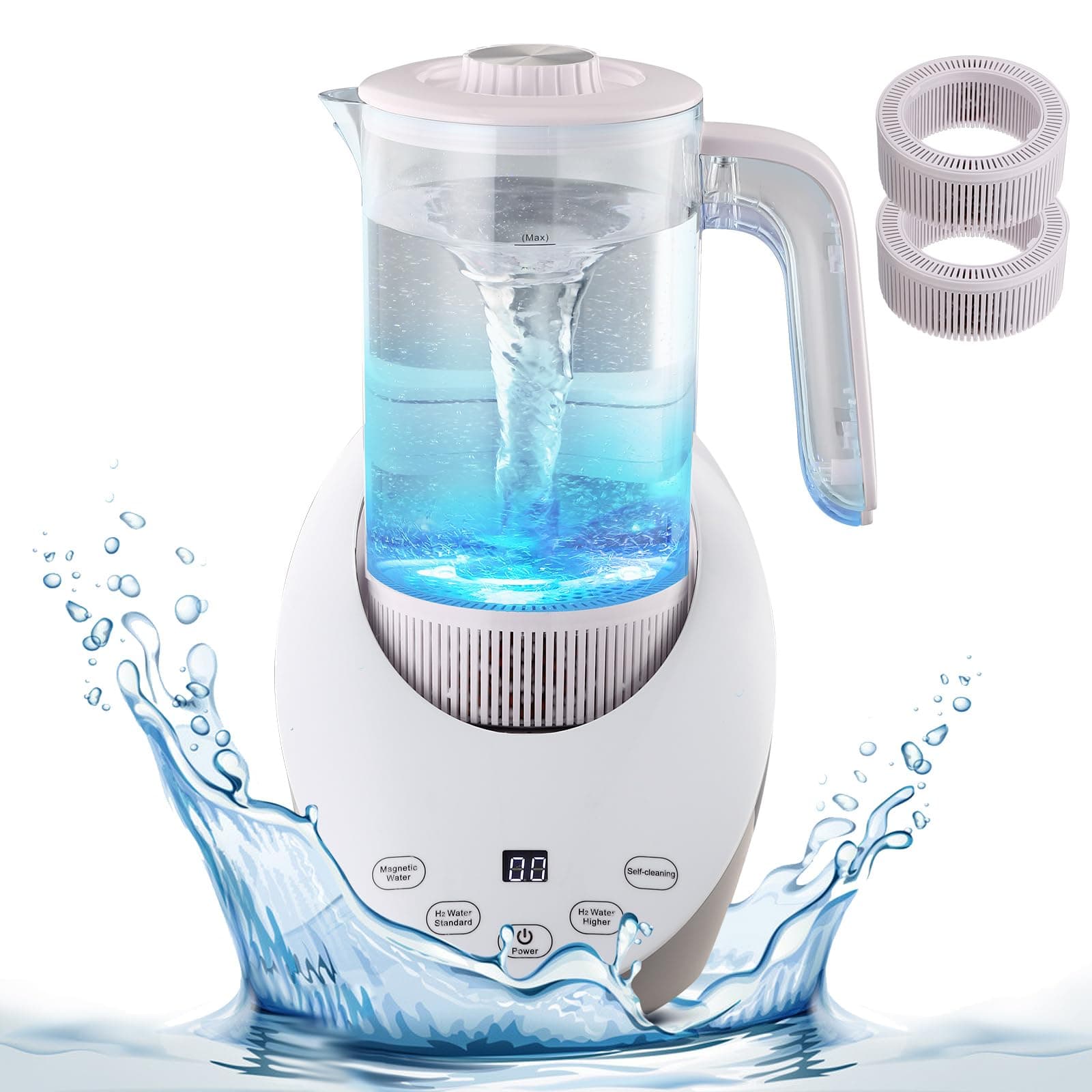 50oz Hydrogen Water Generator with SPE/PEM Technology, pH Balanced Electrolytic Pitcher, Calcium Sulfite Filtered Hydrogen Water Bottle