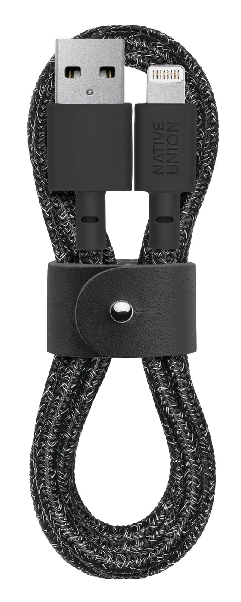 Native Union Belt Cable USB-A to Lightning - 4ft Ultra-Strong Reinforced [MFi Certified] Durable Charging Cable with Leather Strap Compatible with iPhone 14, iPhone 13, iPhone 12 and Earlier (Cosmos)