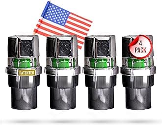 Tire Pressure Monitoring Valve Caps Sensor Gauge - Advanced Detection System, 40 PSI Sensing Air Alert Indicator for Cars, Trailers, Bikes - Chrome-Plated, Pack of 4