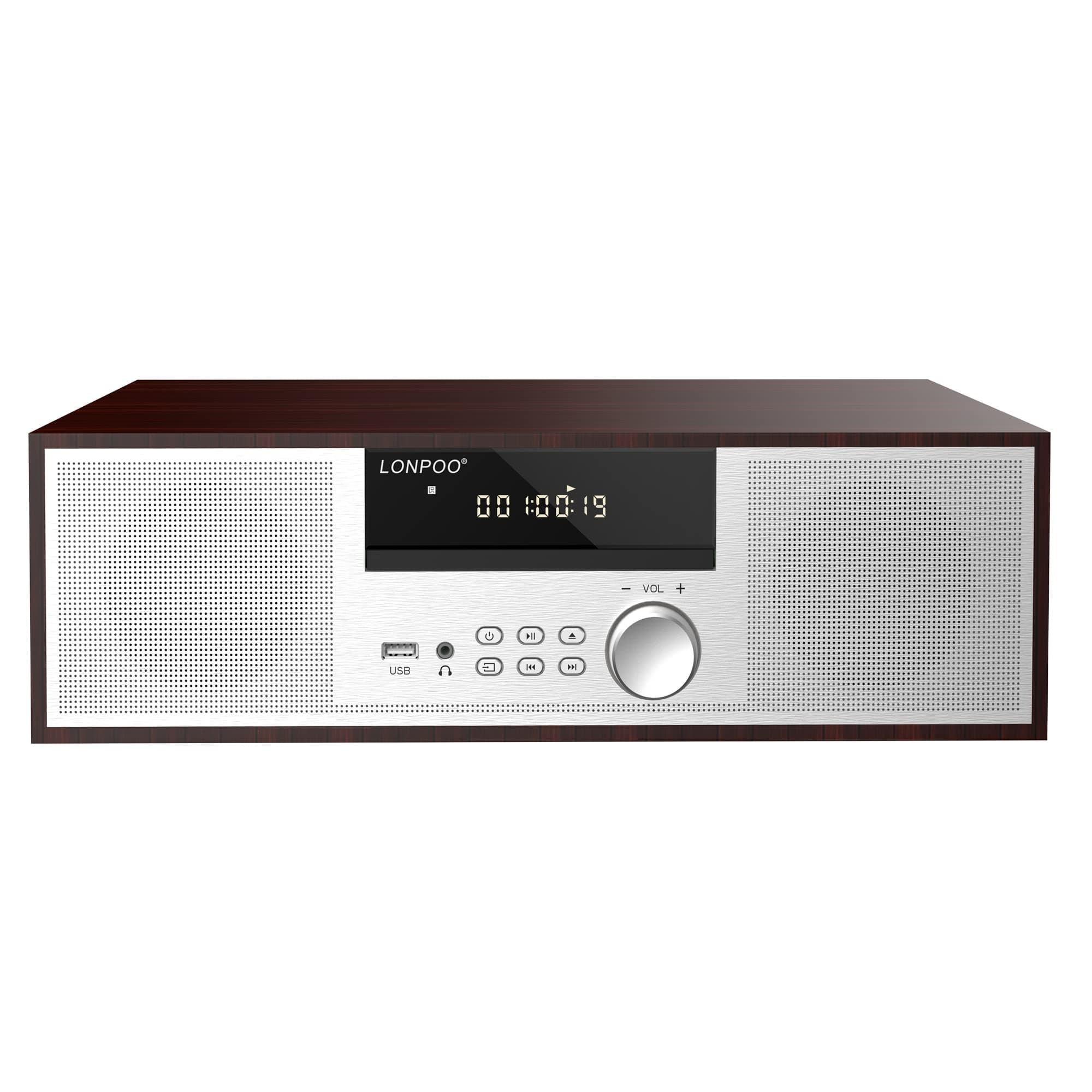 LONPOO Stereo HiFi System Speakers CD Player (LP-D03W)