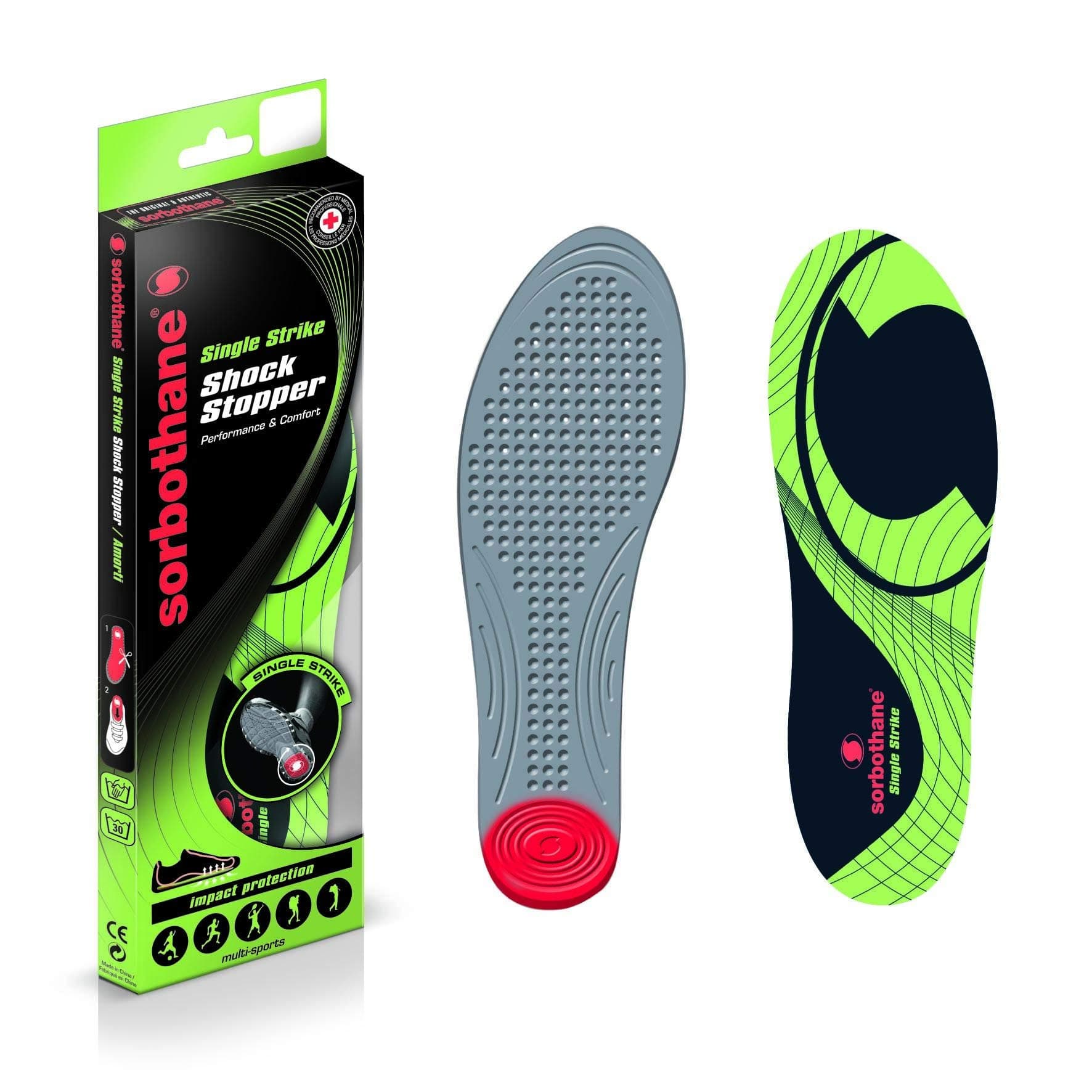 Sorbothane Single Strike Insoles, Absorbs Impact and Shock for Performance and Comfort, Ideal for Multi-Sports and Activities, Trim to Fit, Lightweight & Suitable for all Sports Footwear, Size 8 - 9
