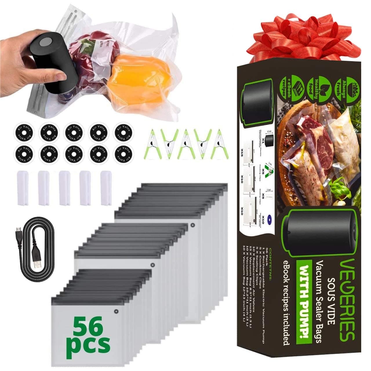Handheld Food Vacuum Sealer with 30 Pack Reusable