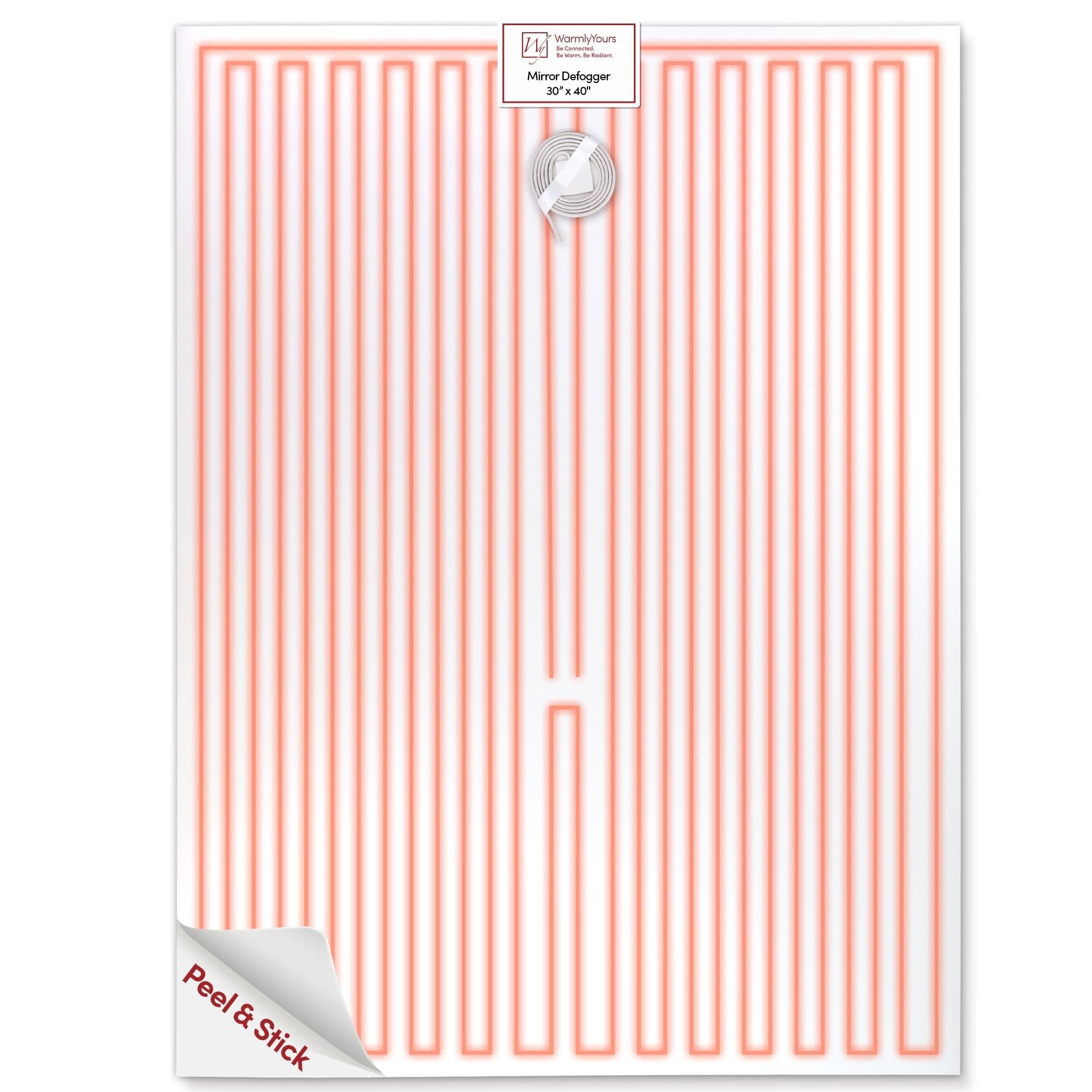 Heated Mirror Defogger Rectangular 30x40 in. Self-Adhesive Anti Fog and Steam Electric Pad for Existing Bathroom Wall Mirrors