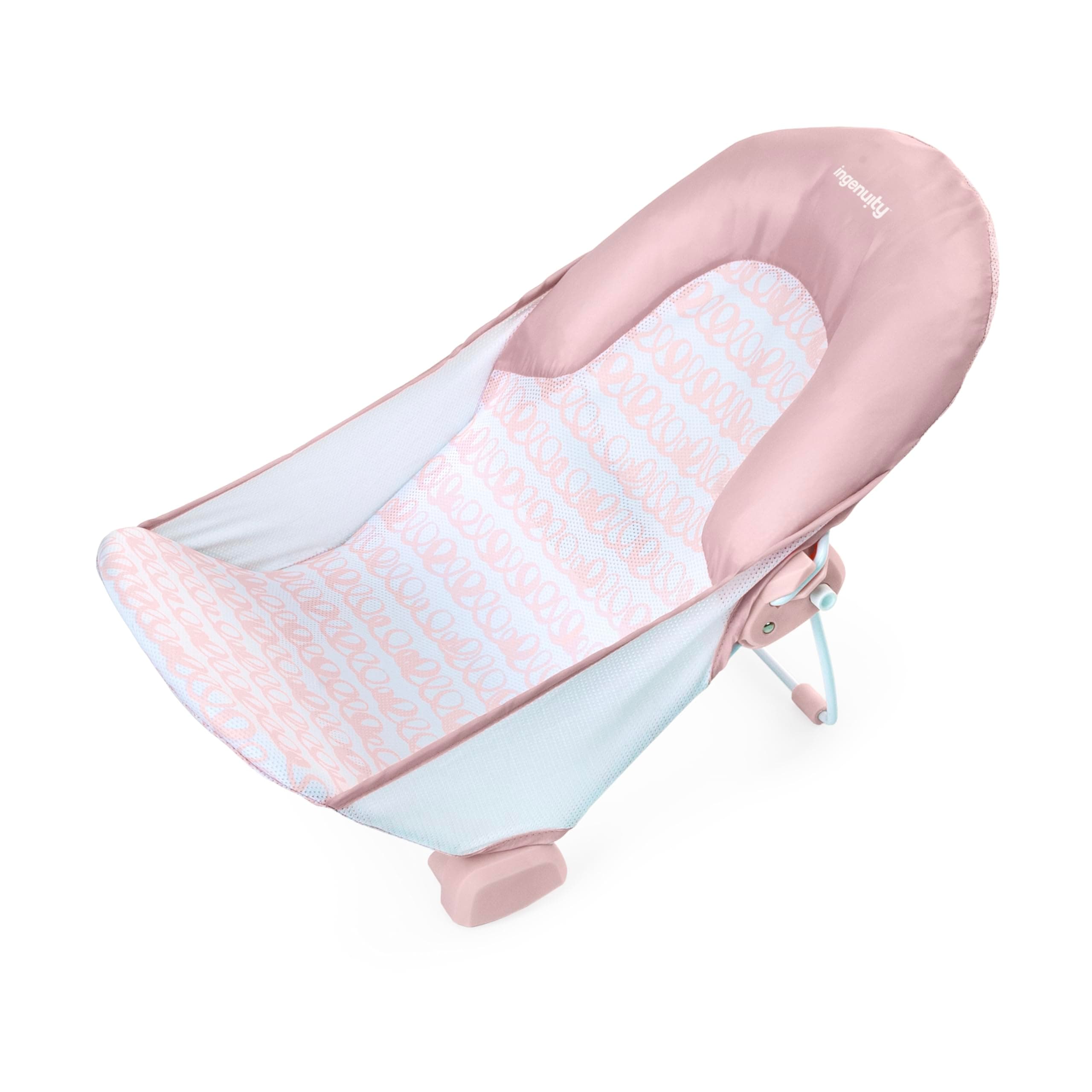 Ingenuity - FoldAway 2-Position Bather, Soft Headrest, Foldable, Pink, 0-6 M