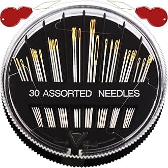 Premium 30/60 Pack Sewing Needles for Hand Sewing Repair with 2 Threaders, 6 Sizes Assorted Large Eye Stitching Needles for Embroidery and Handsewing