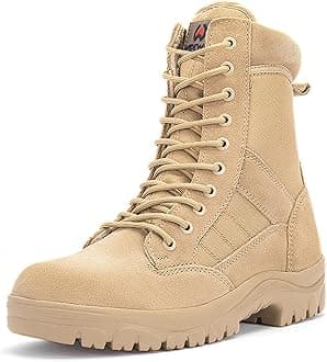 Men's Military Tactical Combat Boots Side Zipper Work Motorcycle Boots 8 inch
