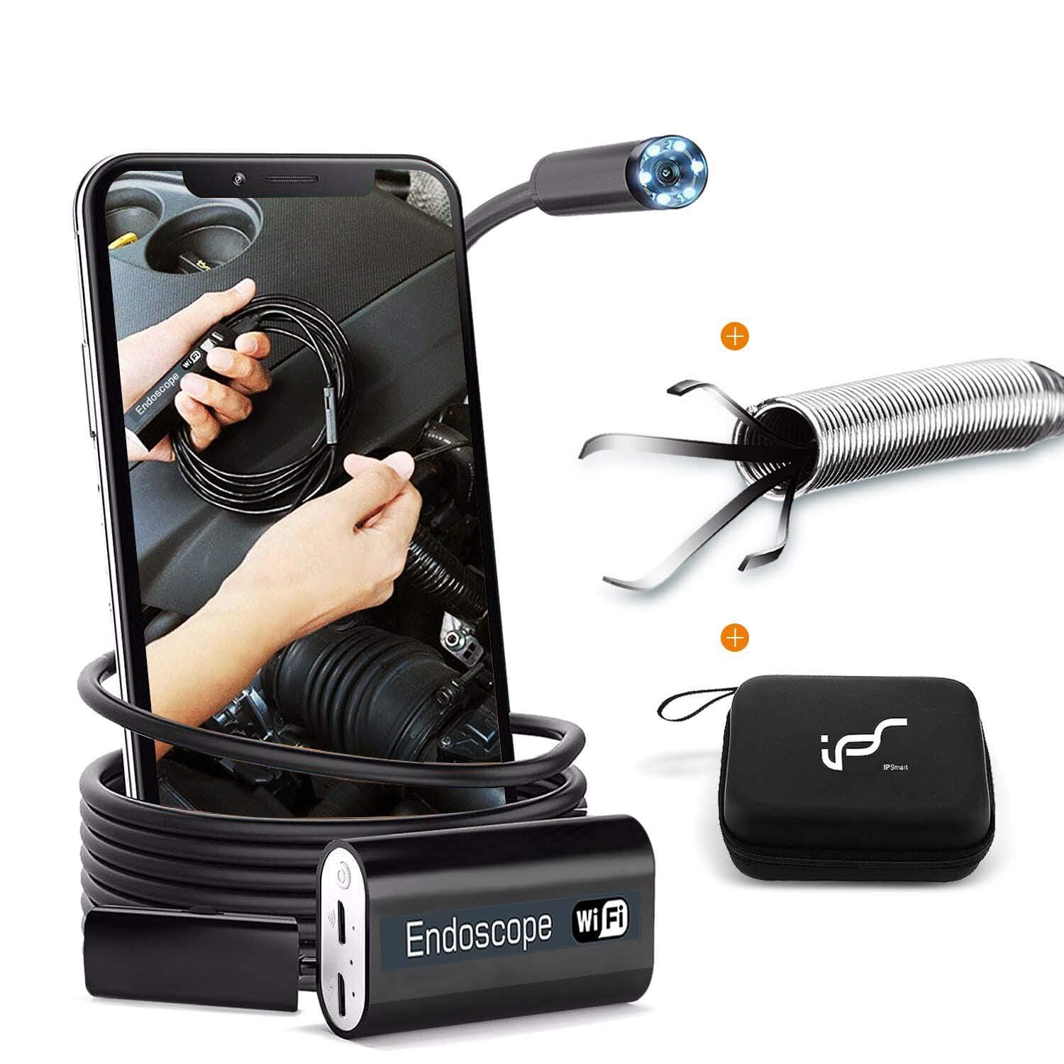 IPS IP SMART Endoscope WiFi, Wireless Endoscope Camera for Android 2.0MP Borescope Inspection Camera with Flexible Grabber 16.4ft (5M)