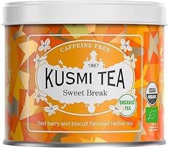 Sweet Break - 3.5 oz Loose Tea Tin - Organic Herbal Tea with Hibiscus, Red Berry & Hints of Cookie - Caffeine Free - Enjoy Hot or Iced