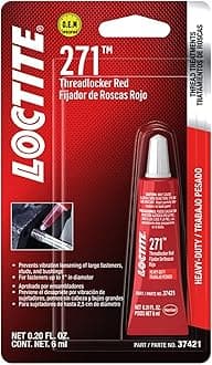 Loctite 271 Threadlocker for Automotive: High-Strength, High-Temp, Fluorescent, Anaerobic | Red, 6mL Tube (PN: 37421-487232)