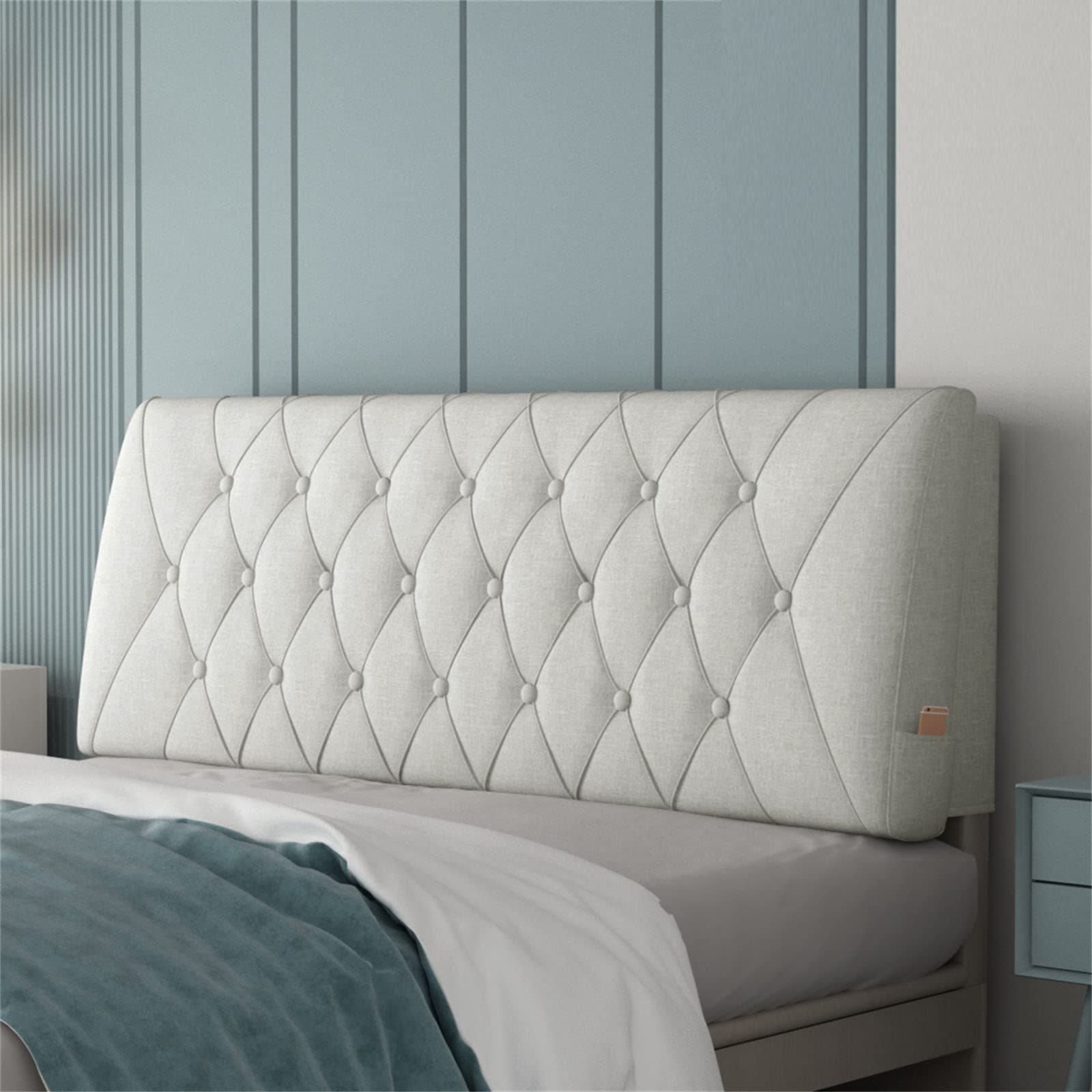 ZZYY Bedside Cushion Bed Backrest Linen Headboard Cushion Support Reading Pillow Bolster for Twin Full Queen King Daybed Bed Bunk Bed Removable Washable,Gray,63"/160cm