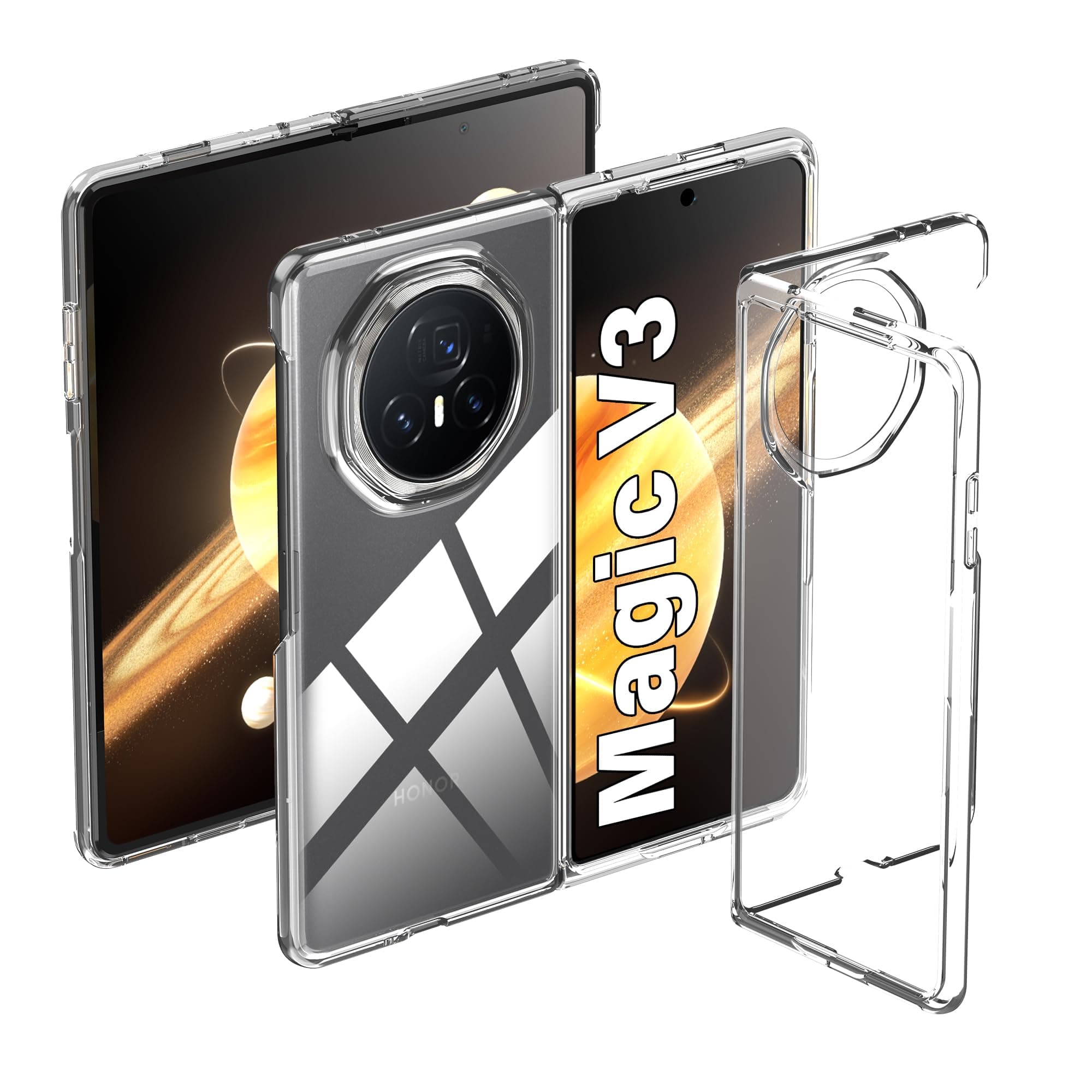 Lemxiee Cover for Honor Magic V3 Case,Ultra-thin Ultra-light Transparent Hard PC case,Anti-skid Anti-drop Case for Honor Magic V3