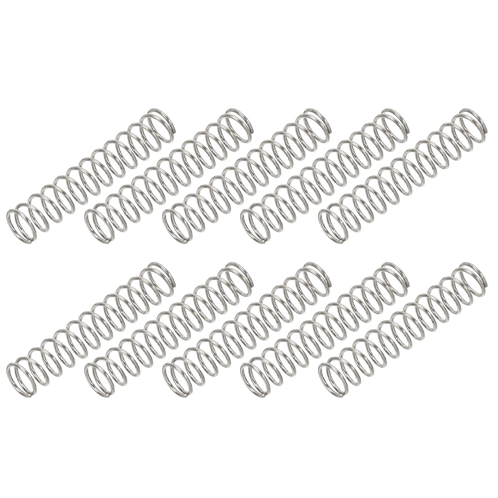 PATIKILCompression Spring, 0.5mm Wire Dia x 5mm OD x 25mm L, 10 Pcs 304 Stainless Steel Mechanical Extension Small Springs Pen Springs Assortment Kit for Shop and Home Repairs