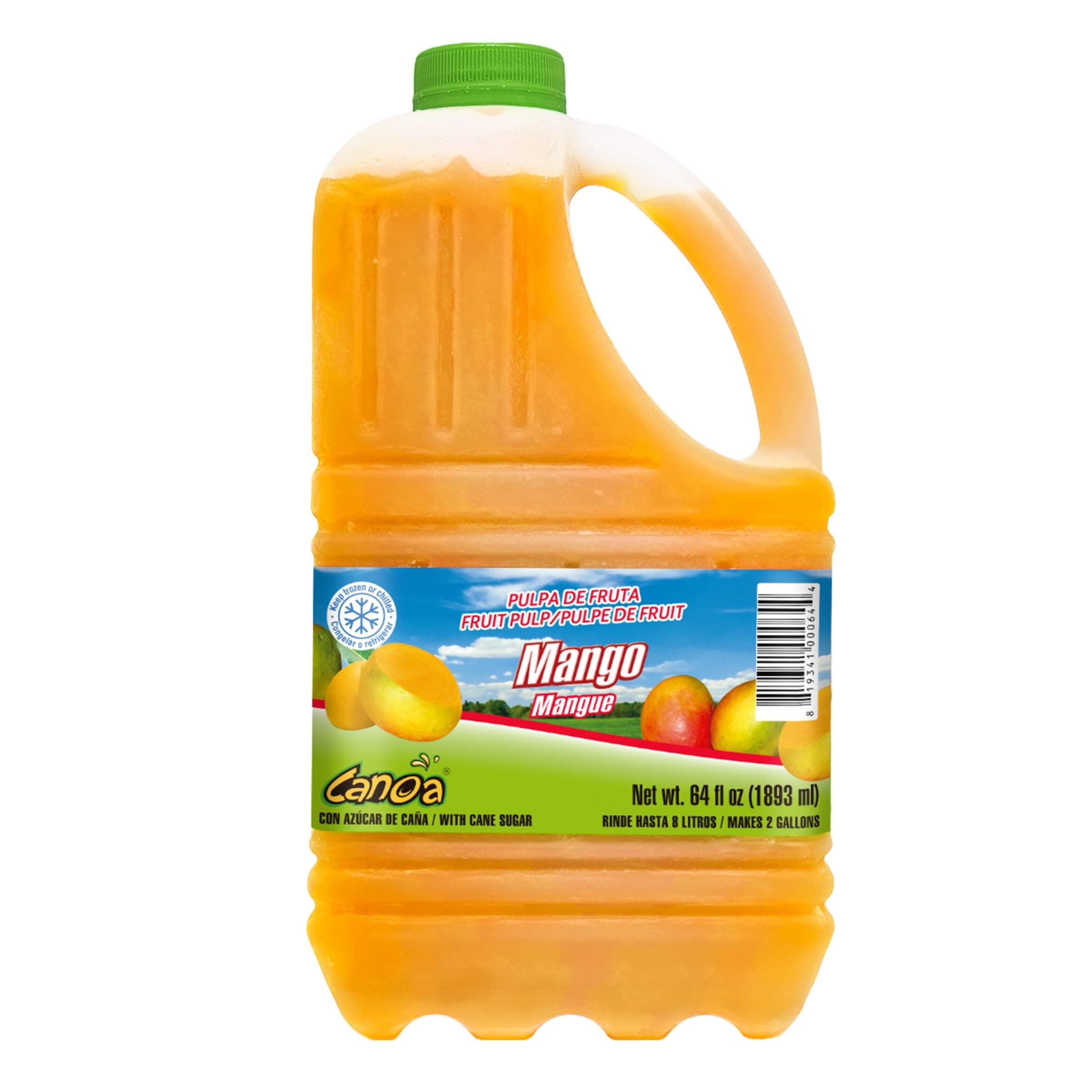 Canoa Mango Fruit Pulp Puree Frozen - 64 oz (Pack of 6), Premium Tropical Fruit, Imported from Colombia