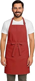 Apron for Men Women Chef Cooking Restaurants Gardening Workshop, Barbers with Adjustable Strap and Two Pockets