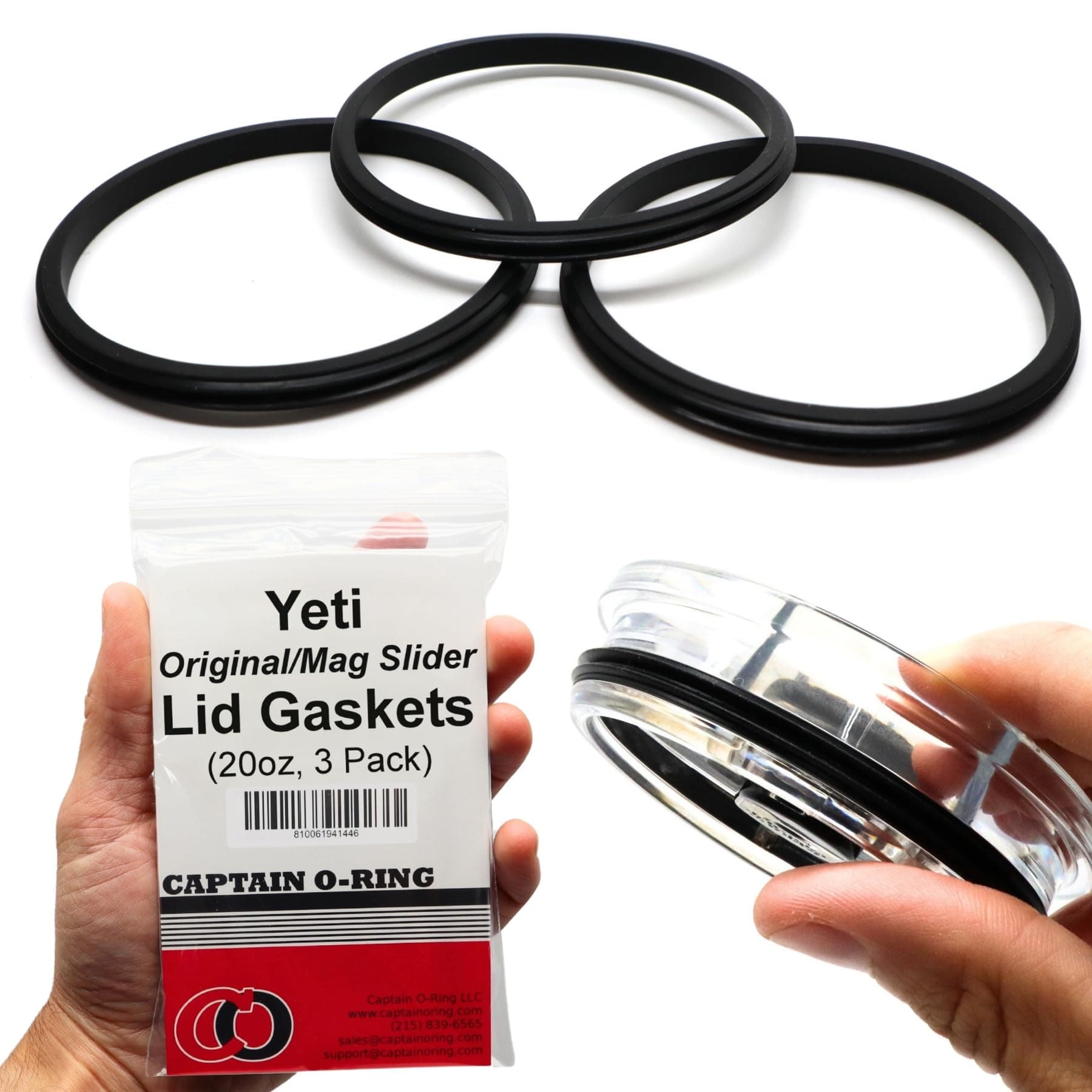 Replacement Lid Seal Gaskets for Yeti Stainless Steel Insulated Tumbler Mugs (3 Pack) [20 oz Lid Size]