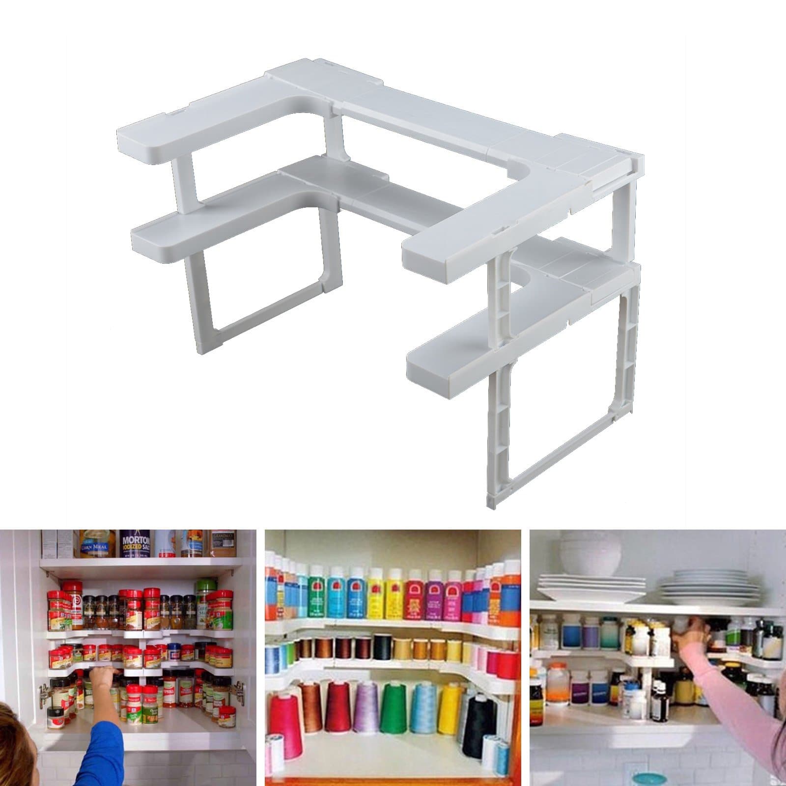 AllRight 2-Tier Spice Rack Shelf Spicy Herb Jar Storage Stackable Organizer