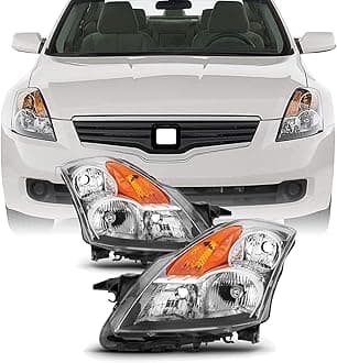 AKKON - Fits 2007 2008 2009 Altima Sedan Driver & Passenger Both Side Halogen Headlights Headlamps Chrome