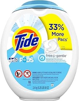 Tide PODS Free and Gentle, Laundry Detergent Soap PODS, HE, 152 Count - Unscented and Hypoallergenic for Sensitive Skin, Free and Clear of Dyes and Perfumes