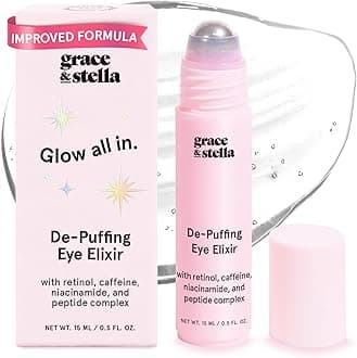 Under Eye Brightener Roller - Retinol & Caffeine Eye Serum for Puffiness, Dark Circles, Fine Lines & Wrinkles - Hydrating & Smoothing - Vegan Cruelty-Free Skincare (15ml / 0.51 fl oz)