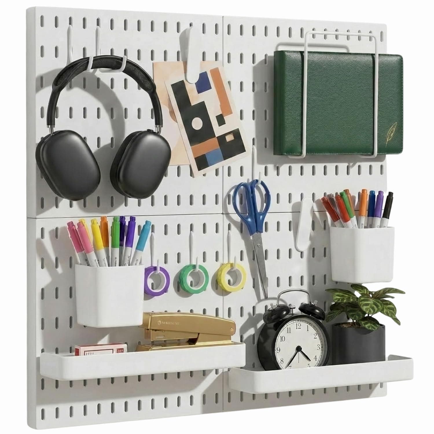 Keepo Pegboard Combination Kit, Pegboards and Accessories Modular Hanging for Wall Organizer, Crafts Organization, Ornaments Display, Nursery Storage, Peg Board (White, 22″×22″)