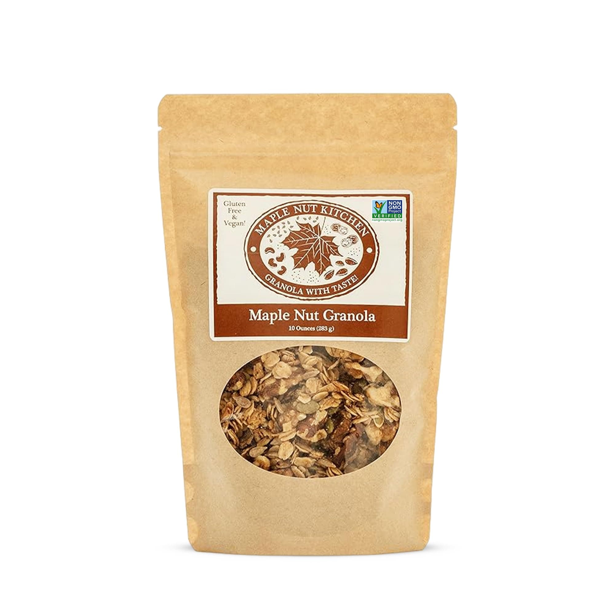 Maple Nut Kitchen Maple Nut Granola 10 oz – Vegan & Gluten-Free Oats with Walnuts, Pumpkin & Sunflower Seeds | Low Sugar, Healthy Granola for Breakfast | Maple Syrup, Olive Oil, Crunchy Cereal Clusters
