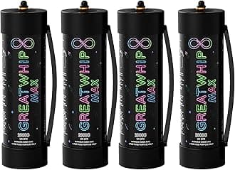 GreatWhip Whipped Cream Chargers, 3.3L Tanks, 2000g Whip Cream Charger Cylinder, 4 Cylinder（2 BOX）